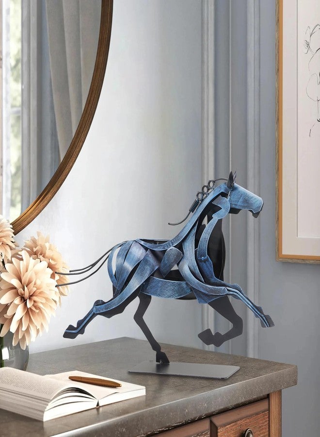 SunBlogs Art Running Horse Statue & Sculpture - Unique Rustic Handmade Metal Horse Figurine for Home Decor & Gifts (Blue) - Image 5